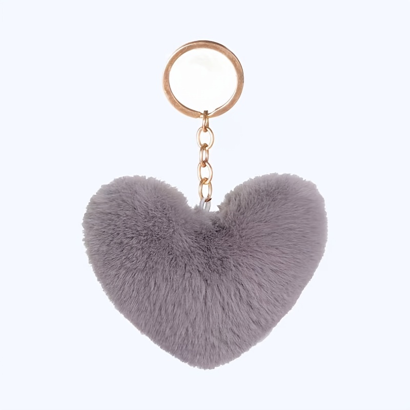 1pc Metallic Heart & Pom Pom Decor Cute Bag Charm Keychain