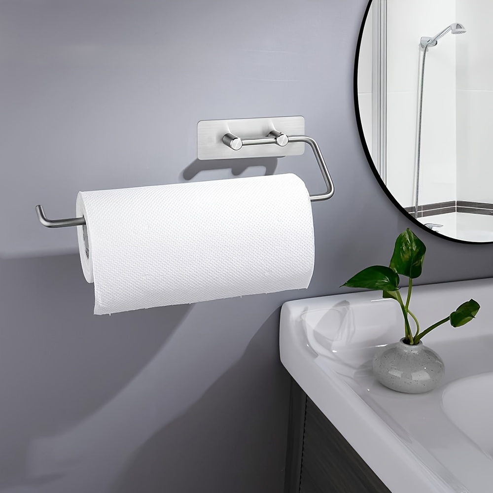  Portarrollos de papel higiénico adhesivo de madera, soporte  para papel higiénico sin perforar, soporte para papel higiénico para baño  con estante de montaje en pared para inodoro de cocina, H 