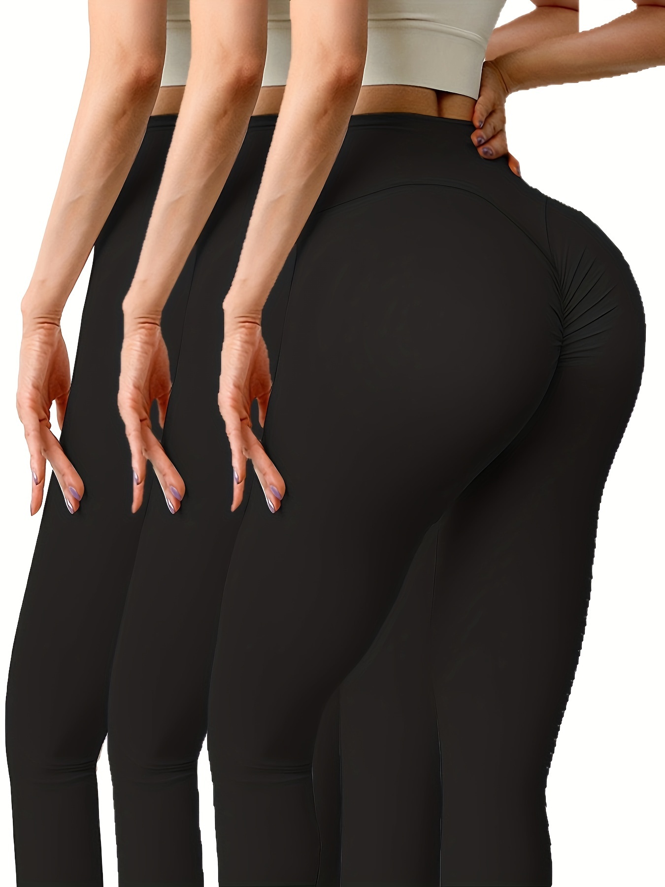 Leggings Deportivos Sólidos Mujeres Pantalones Yoga Control - Temu