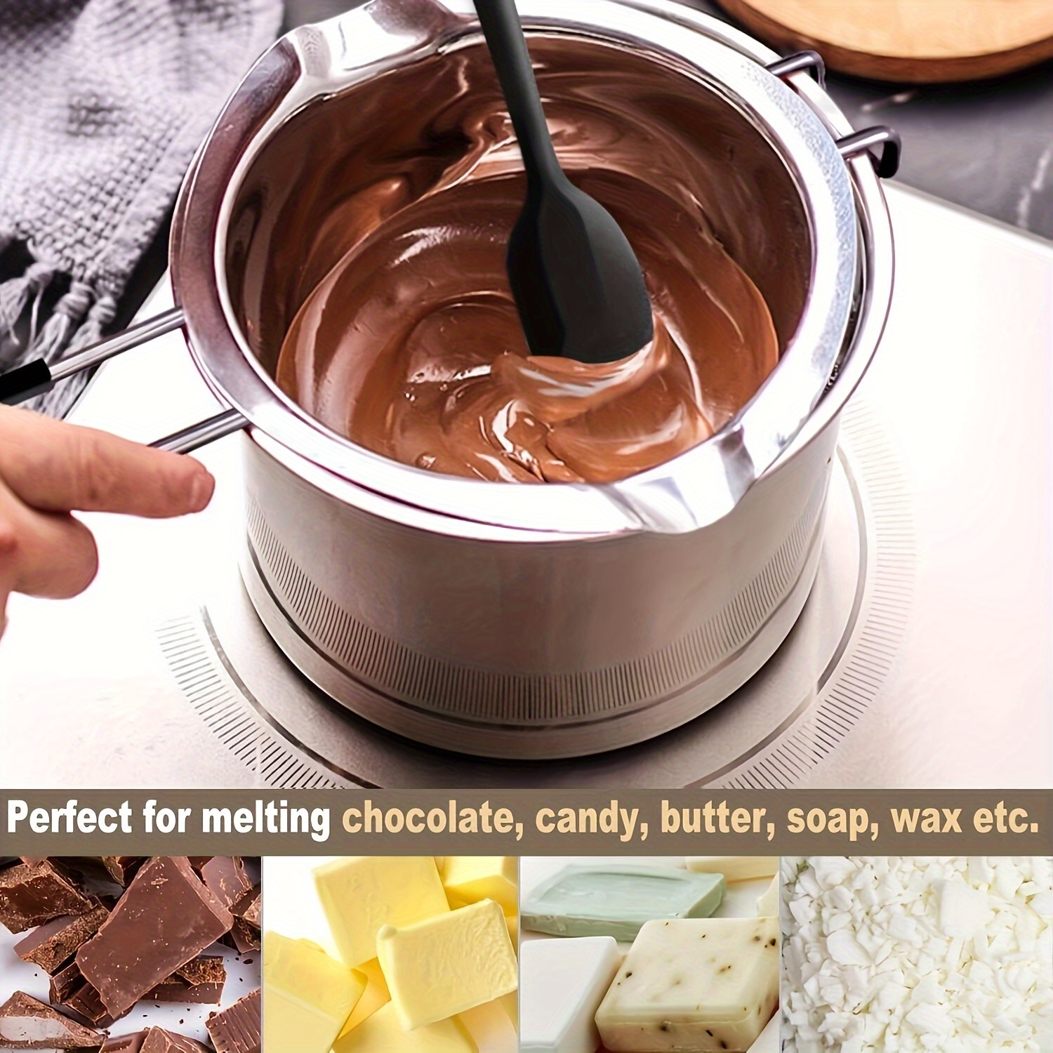  Double Boiler Pot 1200ML/1.1QT, Stainless Steel Chocolate  Melting Pot for Melting Chocolate, Candy, Candle, Soap, Wax: Home & Kitchen