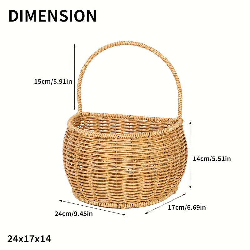 Vintage Woven Round Storage Basket With Handles Gift Basket - Temu