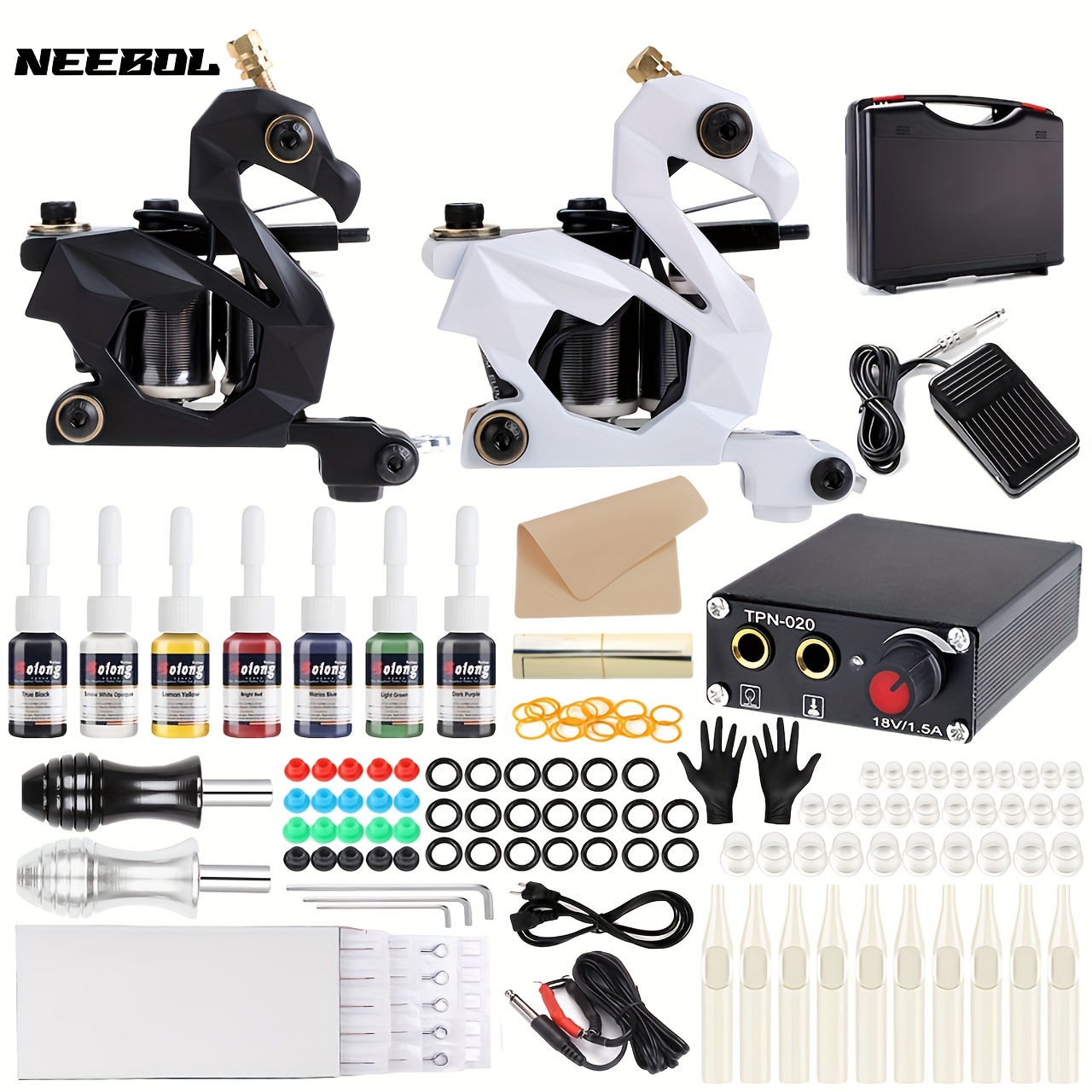 Solong Tattoo Complete Tattoo Kit 2 Pro Machine Guns 54 Inks Power Supply  Needle Grips Tips with Carry Case TK221 : Amazon.ca: Beauty & Personal Care