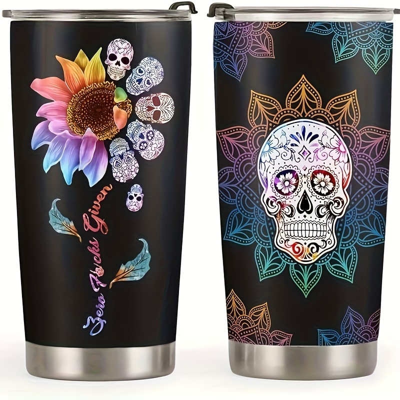 Double Walled Skull Tumbler With Lid And Straw - Perfect For Summer And  Winter Drinks, Travel, And Halloween Decor - Temu