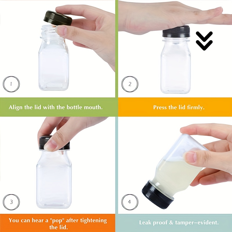 蓋付きミニプラスチックジュースボトル6個 4オンス 再利用可能 水 牛乳