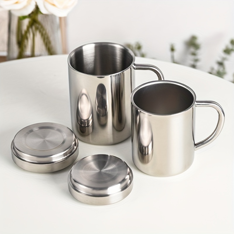 

1pc, 304 Stainless Steel Coffee Mug With Lid, Double Wall Insulated Coffee Cups, Water Cups, Summer Winter Drinkware, Gifts