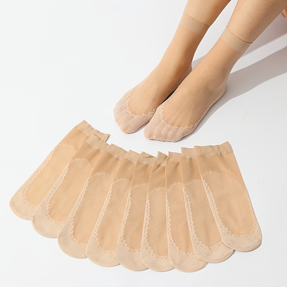 Lace No Show Socks Invisible Semi sheer No slip Socks - Temu