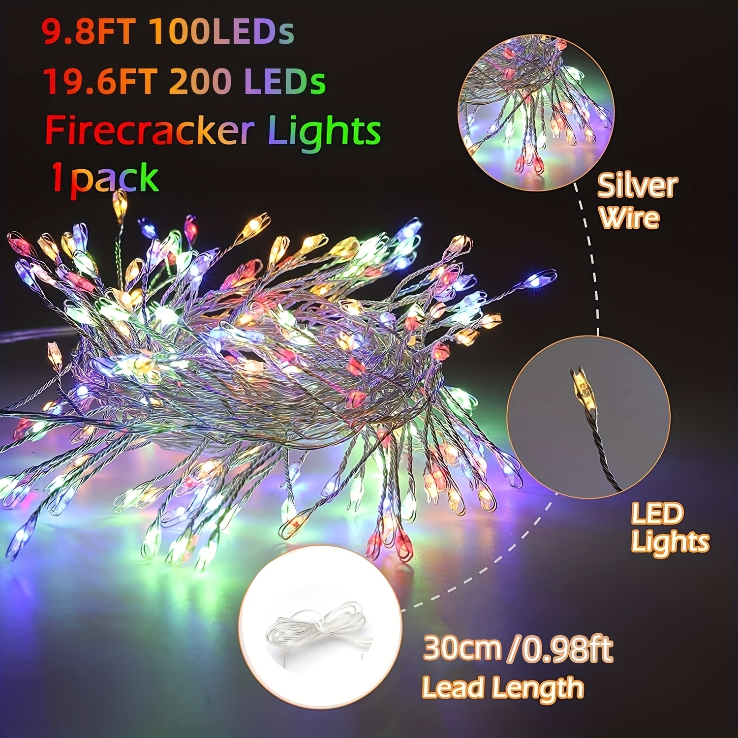 1pc fairy cluster firecracker lights for garland wreath mantle decor 100 200 led usb plug in powered 8 twinkling modes remote with timer waterproof light for outdoor tiny vine for wedding party bedroom details 6