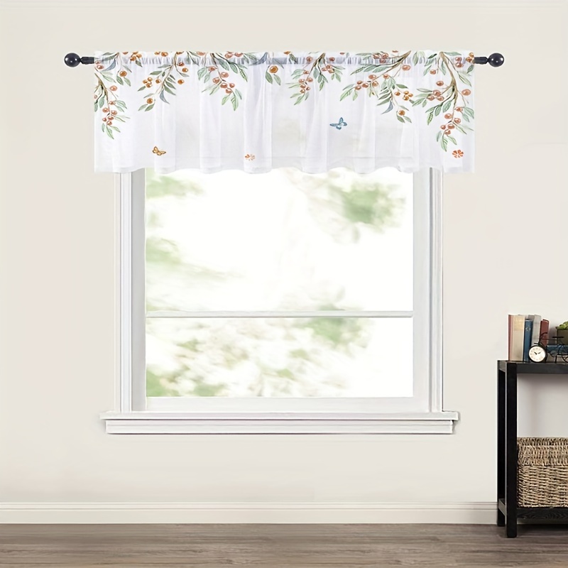 1 panel de cortinas de puerta de patio de ventana de mariposa para  dormitorio, sala de , cocina Soledad Cortina de cocina transparente