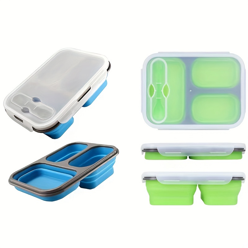 Collapsible Lunch Box Foldable Silicone Bento Box With Fork - Temu