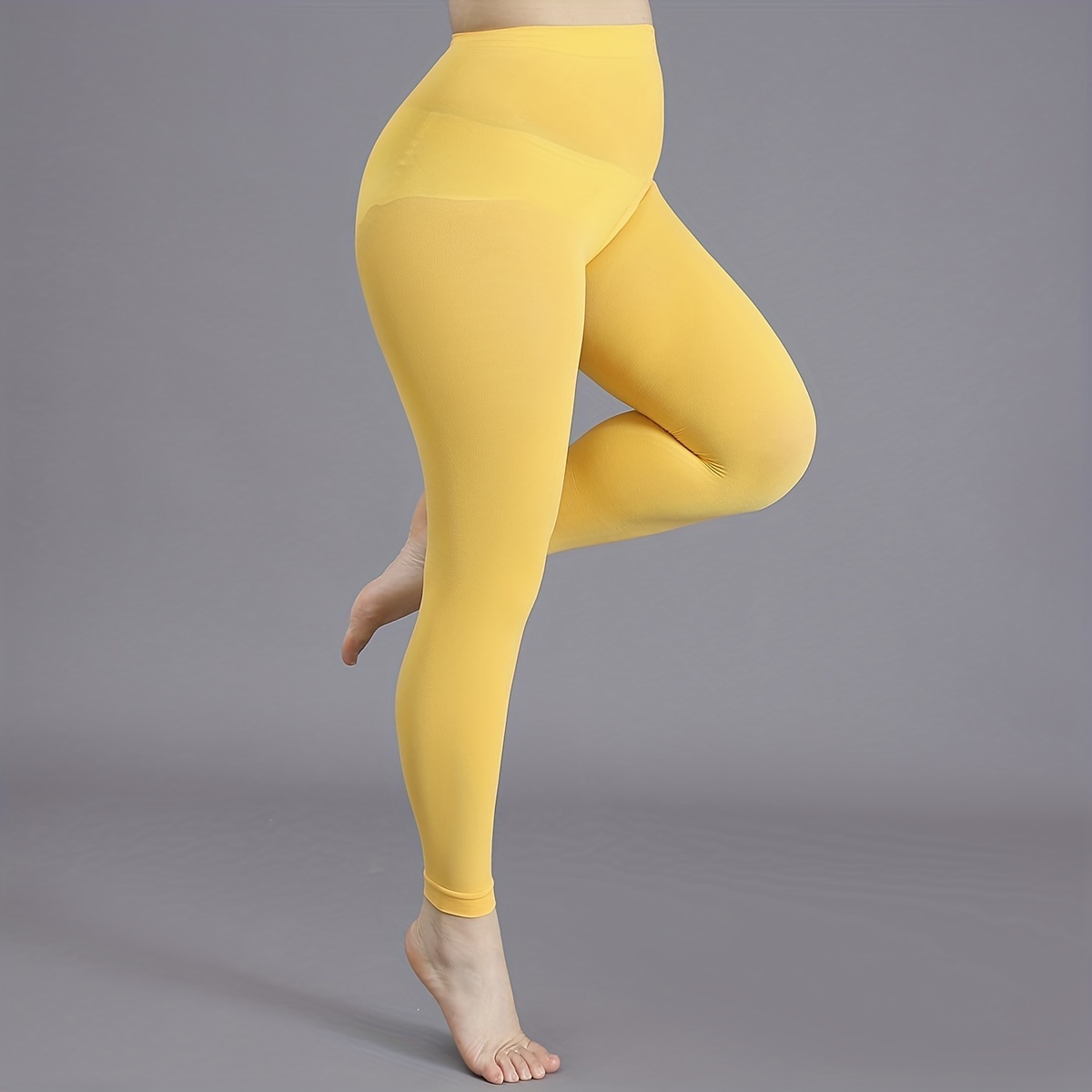 LEG-52 {Motivation's Finest) Yellow Butter Soft Full Length Leggings Plus  Size