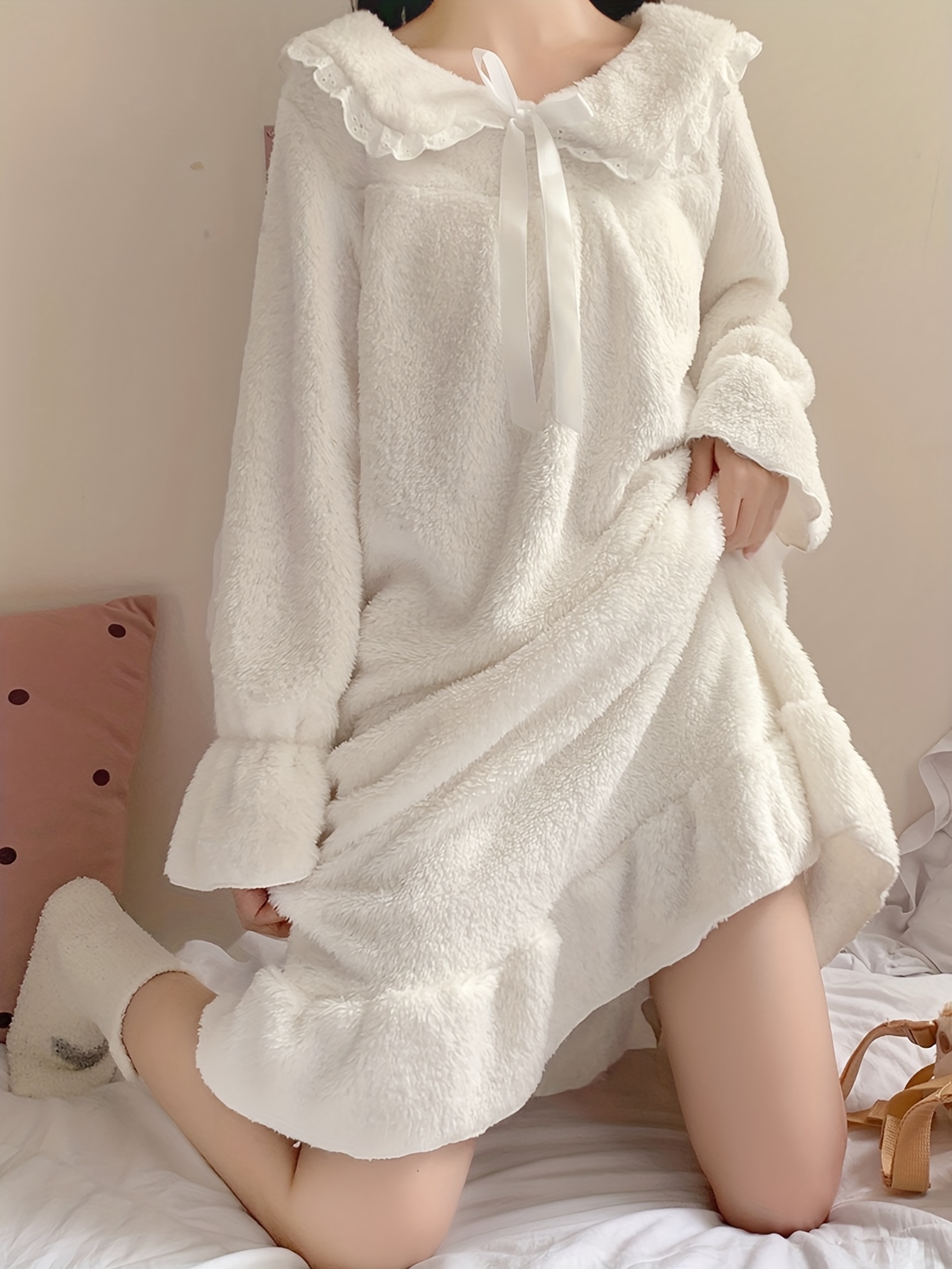 Women Long Sleeve 100% Cotton Nightgown Sleepwear Top Sleep Dress