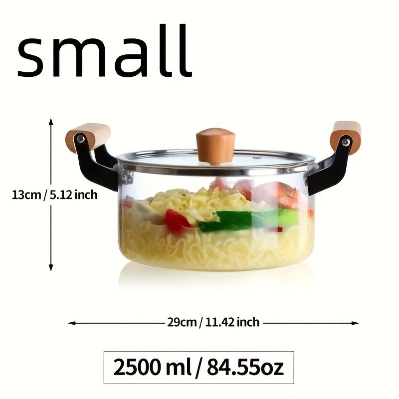 Heat Resistant Clear Borosilicate Glass Cooking Pot with Quality Wooden  Handle - China Cooking Pot and Glass Cooking Pot price