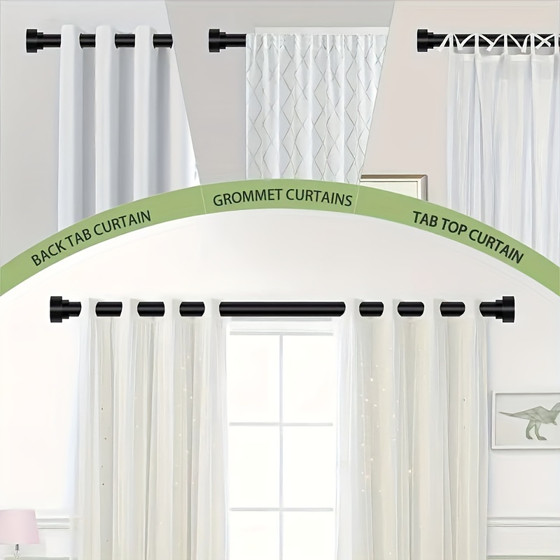 Barras de cortina para ventanas de 66 a 144 – Barra de cortina extra larga  resistente – Barra de cortina negra mate ajustable de 5/8 pulgadas para