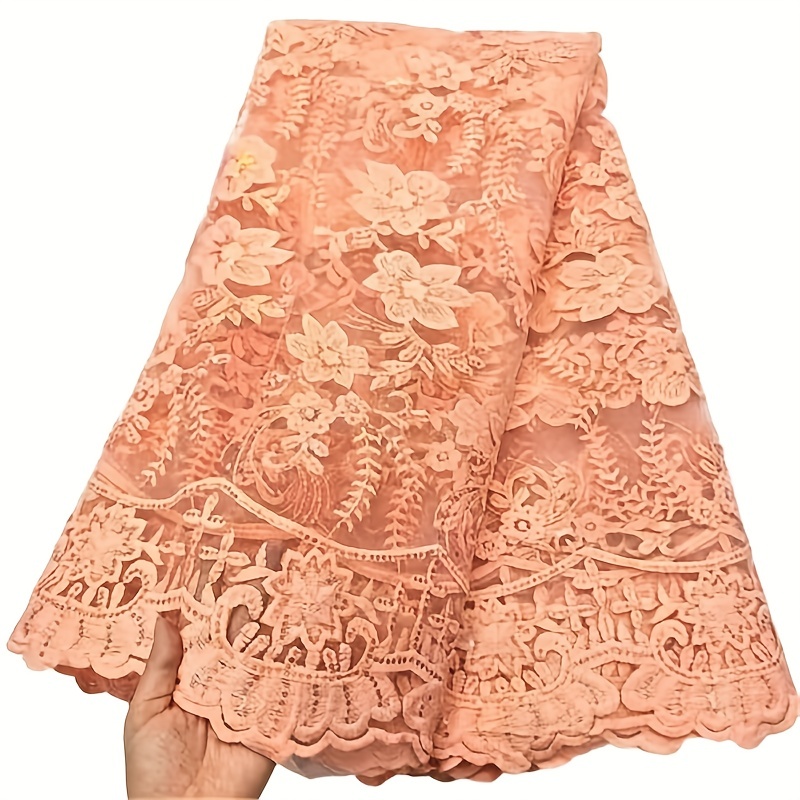 knee length dresses for ladies Red Beaded Lace Fabric by Yard main image 1