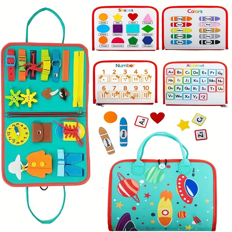 Busy Board Toddlers Sensory Activity-Montessori Toys 1 Year Old Boy Airplane Travel Essentials Kids Ages 1-3 Road Trip Games Quiet Book 2-4 Yr