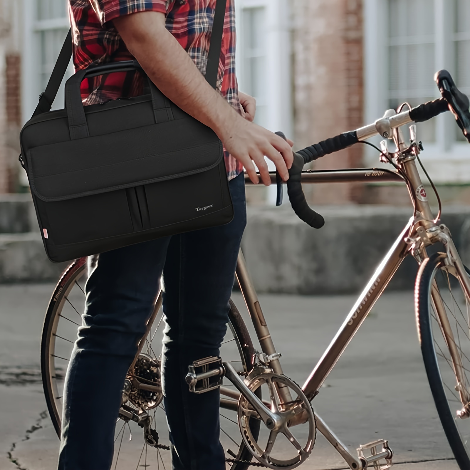 15.6 inch laptoptas, zak en diensttas voor mannen vrouwen, messenger schoudertas met riem, duurzame kantoor tas, draagbare laptopkoffer voor computer/notebook, cadeaus voor mannen 5