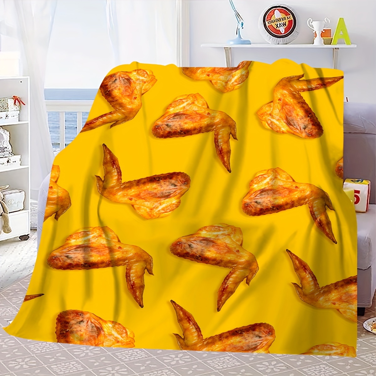 270gsm Flannel Soft Comfortable Orleans Chicken Wings Print Temu