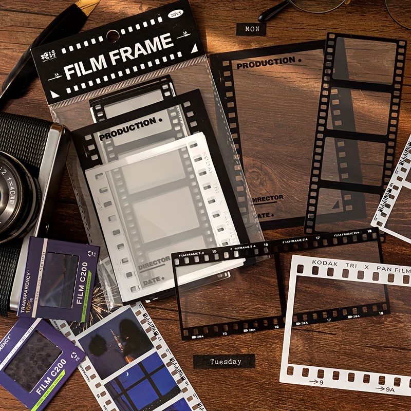 Retro Frame Black White Vintage Film Stickers Scrapbooking - Temu