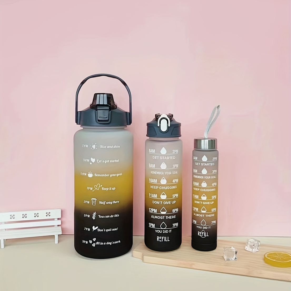 Gradient Water Bottle Set Portable Leakproof Bpa Free - Temu