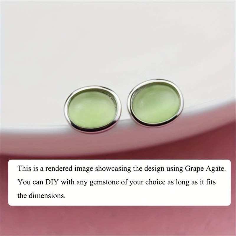 925 Silver Oval Bezel Diamond Prong Stud Earring Settings
