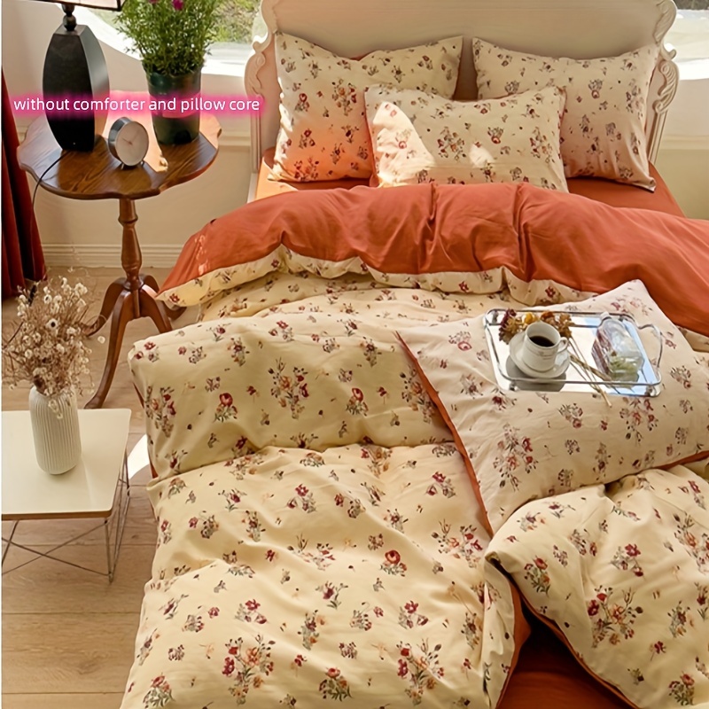 Orange Floral Duvet Cover Set Fresh Floral Bedding Set Cute