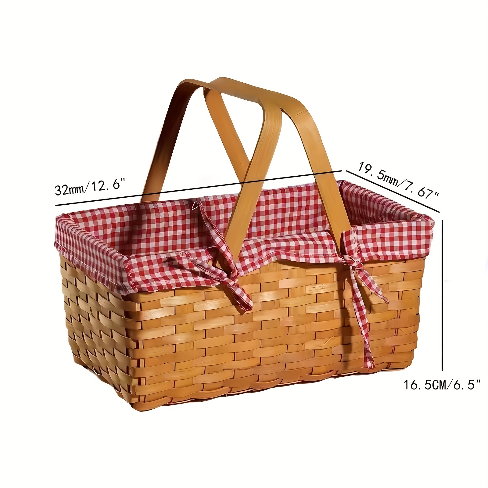  Yesland Cesta de picnic, cesta tejida natural con asas  plegables dobles, cesta de astillas de madera y manta organizadora de  almacenamiento para recolección de huevos, boda, regalo de dulces y 