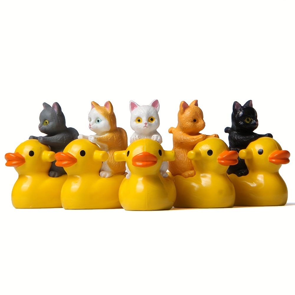 Yellow Duck Cat Kitten Micro Landscape Gardening Doll