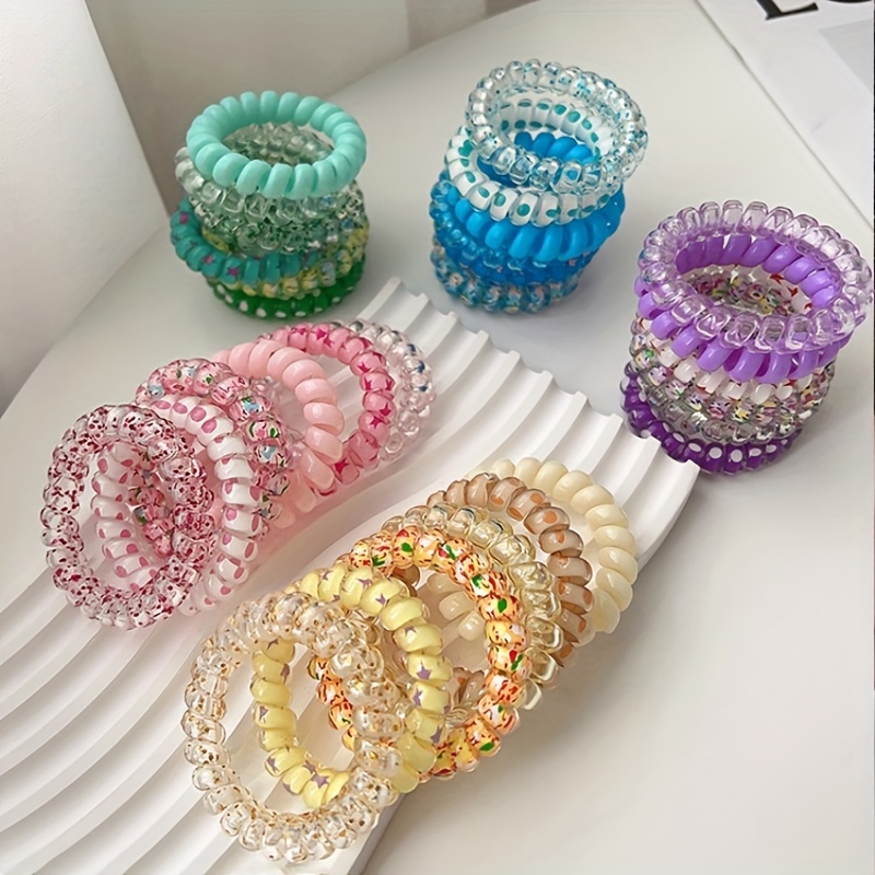 Rainbow Spiral Hair Tie Elastic Hair Ring Gradient Ponytail Holder