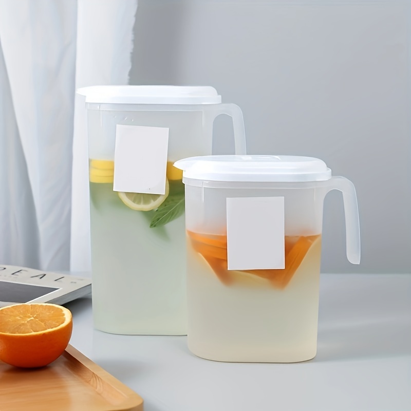 Pitcher 50 Oz. (Set of 2) Small Size Fridge Door Plastic Pitcher with Lid |  Jug for Fridge | Juice Container with Lid | Iced Tea Pitcher | Airtight