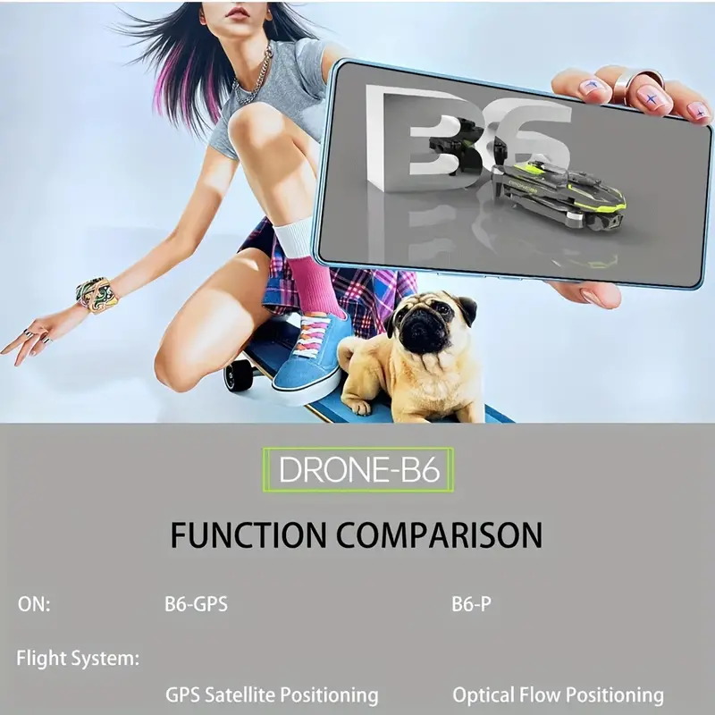 b6 brushless folding drone 2 4g optical flow gps with dual lens wifi professional aerial camera small size with servo pan and tilt return with one button added eis electronic anti shake and four sides obstacle avoidance details 13