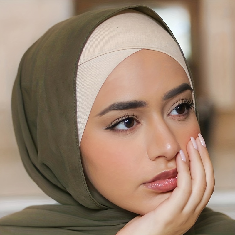 Solid Color Hijab Undercap with Ear Hole Casual Head Wraps Lightweight Elastic Skull Inner Hijab Hat Ramadan Headscarf Beanies for Women,Temu