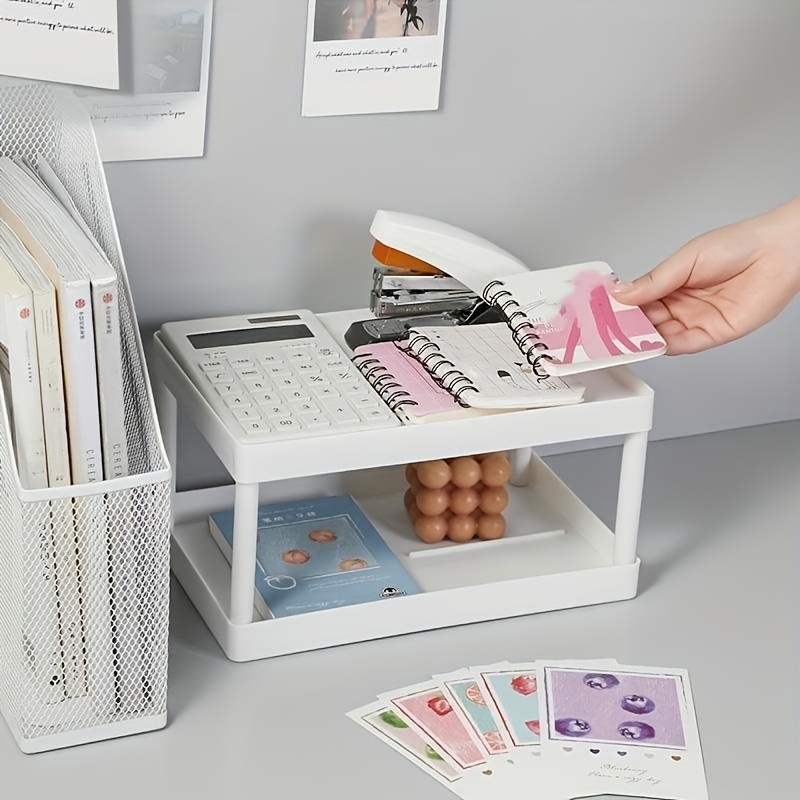 Double Layer Desktop Stationery Rack Storage Holder Multi - Temu