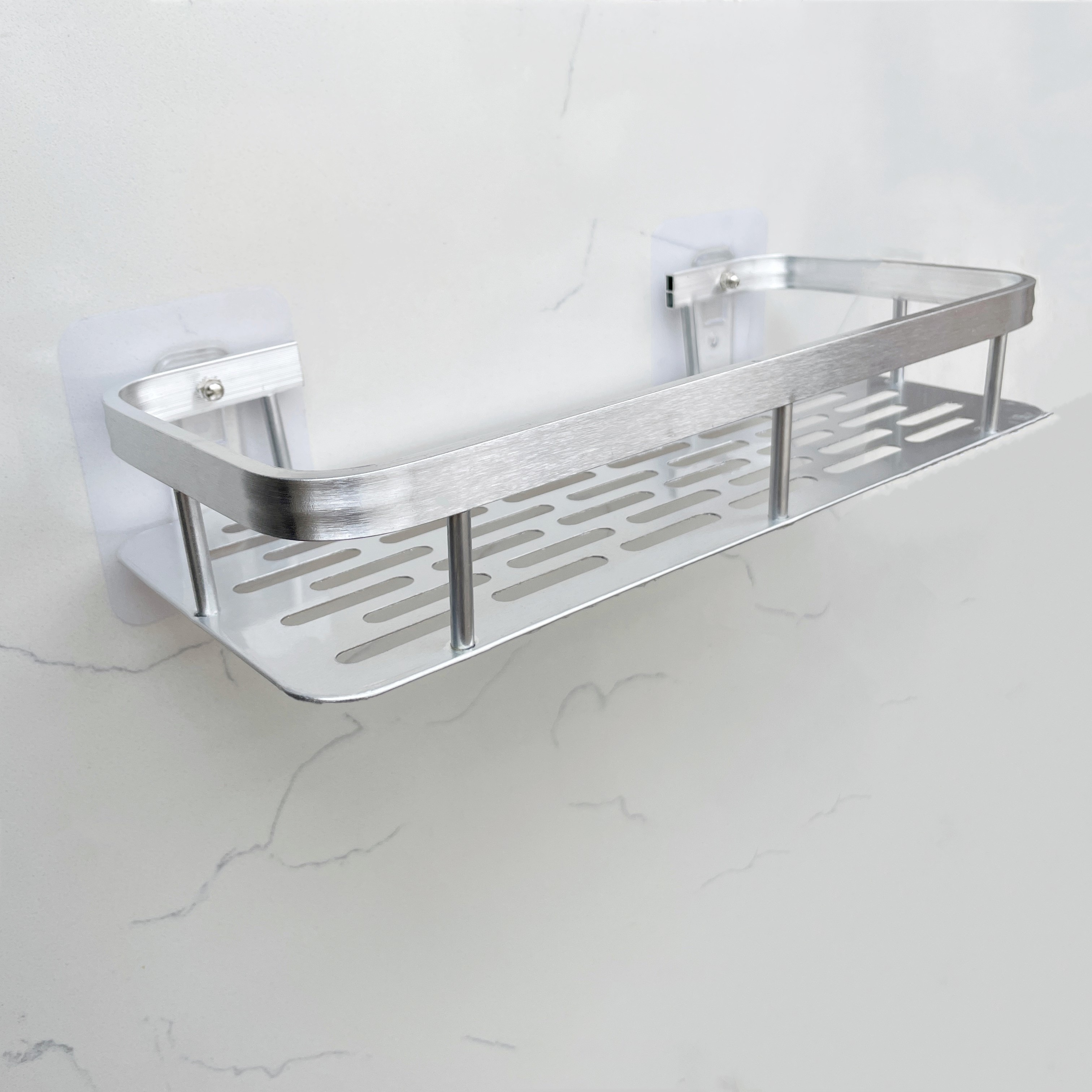 Portaduchas sin taladro, soporte de gel de ducha de baño de aluminio para  almacenamiento y organización del baño (2 niveles, negro)