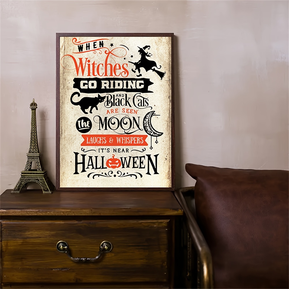 1 Pezzo Poster Su Tela, Arte Retrò, Arte Da Parete Di Halloween, Pagina Di  Libro Antico, Poster E Stampa, Quando Le Streghe Vanno A Cavalcare, Dipinto  Su Tela, Regalo Ideale Per Il