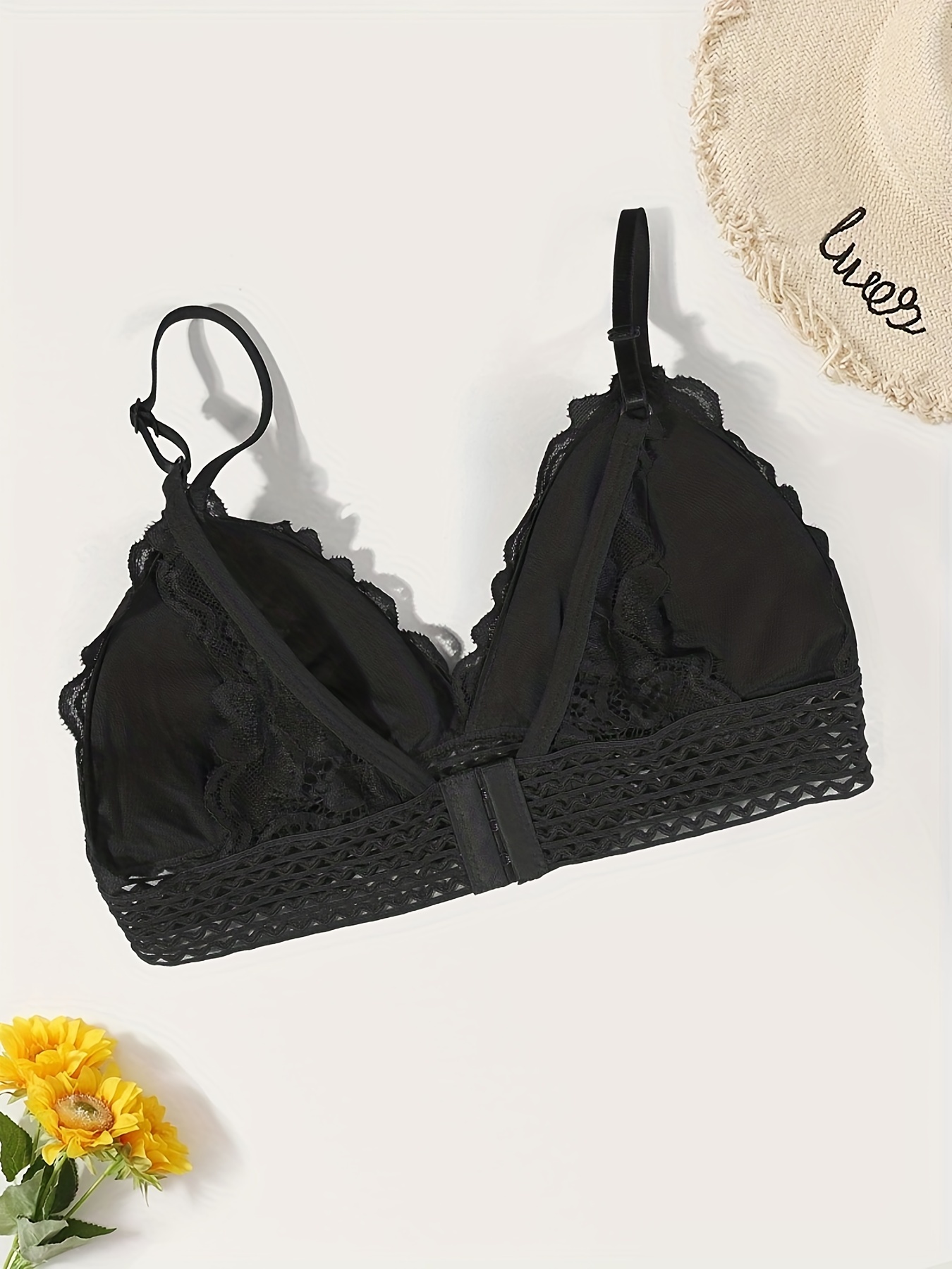 LOVE NOTES Maple Scallop Lace Cage Bra Black