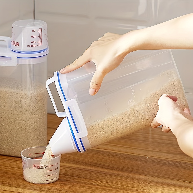 Rice Bucket With Measuring Cup Large Capacity Cereal - Temu