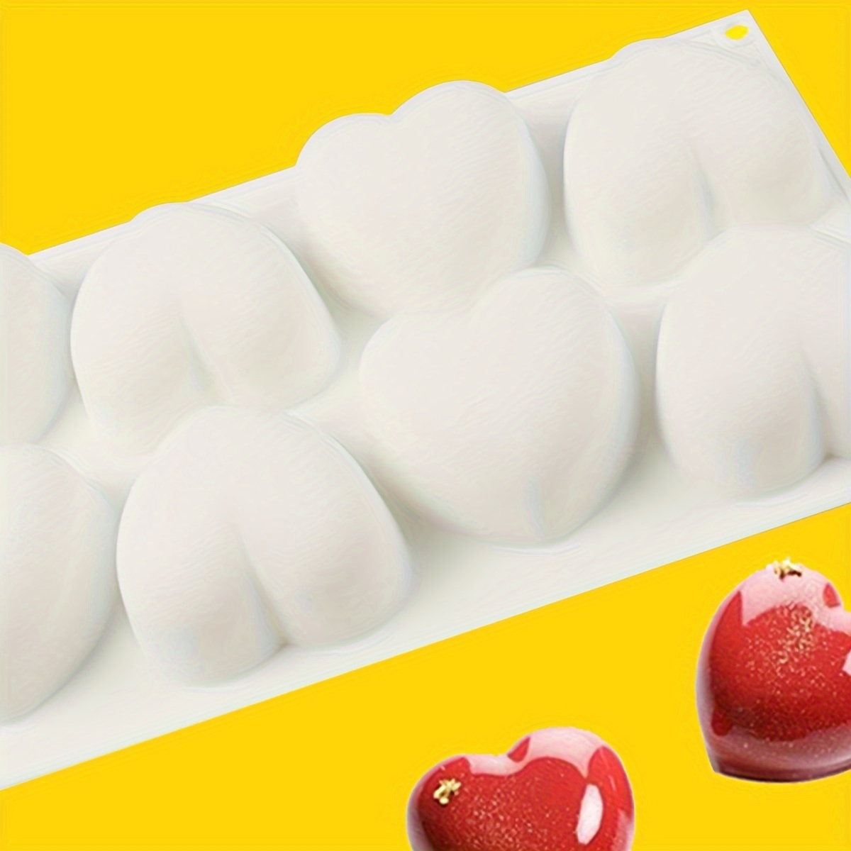 

1pc 8-cavity Silicone Mold, Love Heart Shaped Fondant Chocolate Pudding Mold, Cake Decoration Mold, Soap Scented Candles Gypsum Mold, Kitchen Accessories, Baking Tools, Valentine's Day Diy Supplies