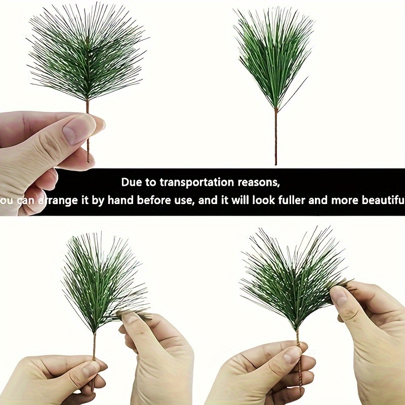 Artificial Green Pine Needles Branches - 10pcs for Wreath Decorations