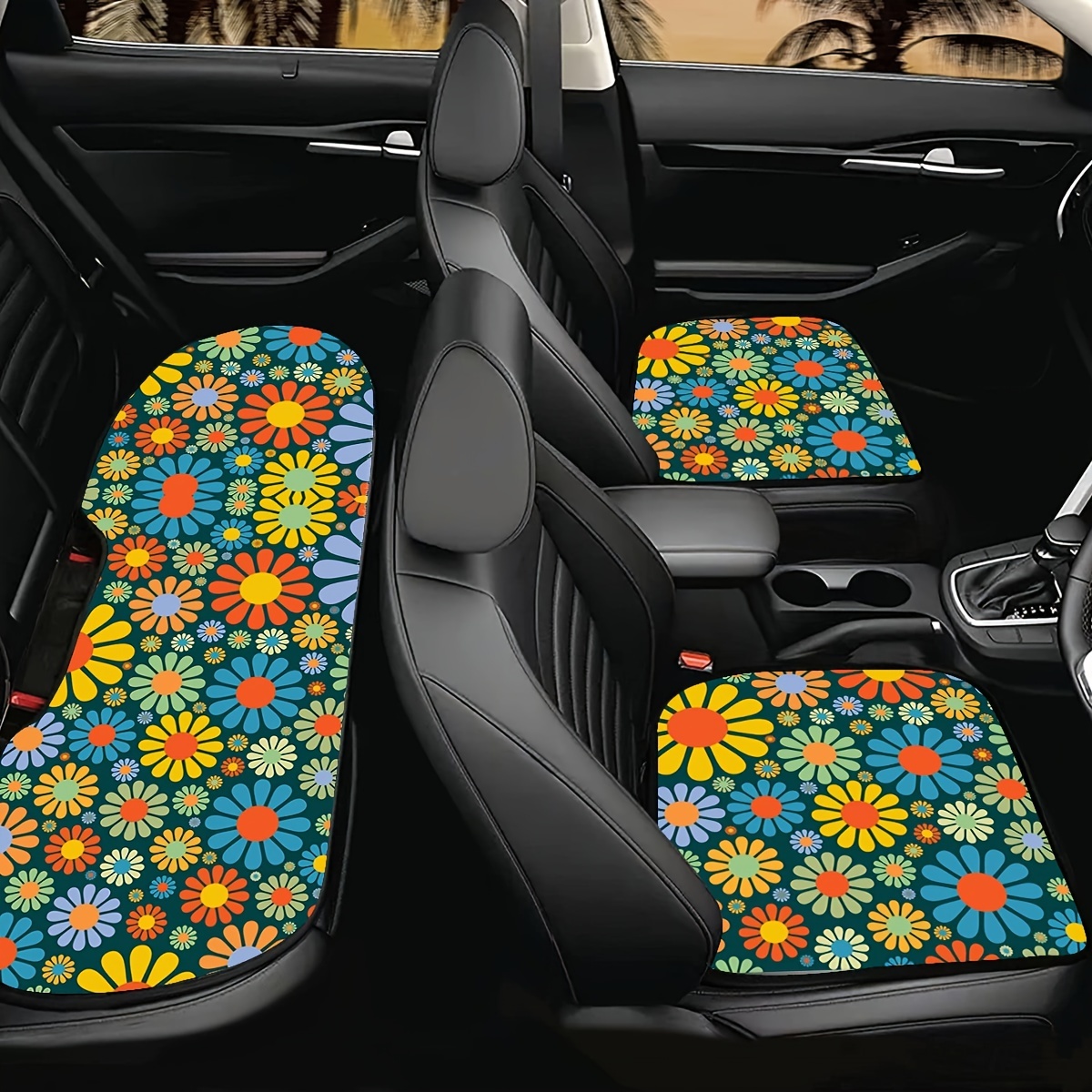 1pc Car Headrest Houndstooth Flower Headrest Office Car Interior Seat  Headrest Car Interior Accessories For Women