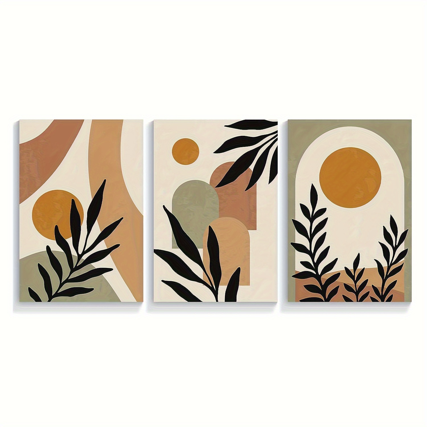  Mid Century Modern Boho Wall Art Beige Abstract Canvas Painting  Abstract Plant Pictures for Living Room Decor Abstract Boho Wall Art Prints  Minimalist Geometric Sun Canvas Print 16x24inch No Frame: Posters