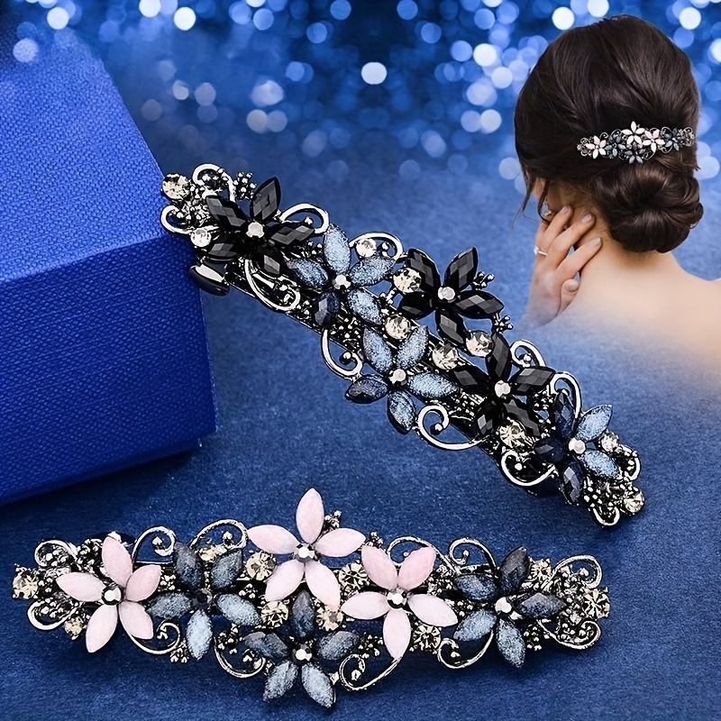 

Vintage 5 Petal Flower Spring Hair Clip Exquisite Rhinestone Back Head Hairpin Elegant Bangs Clip Side Clip Top Clip Hair Accessories