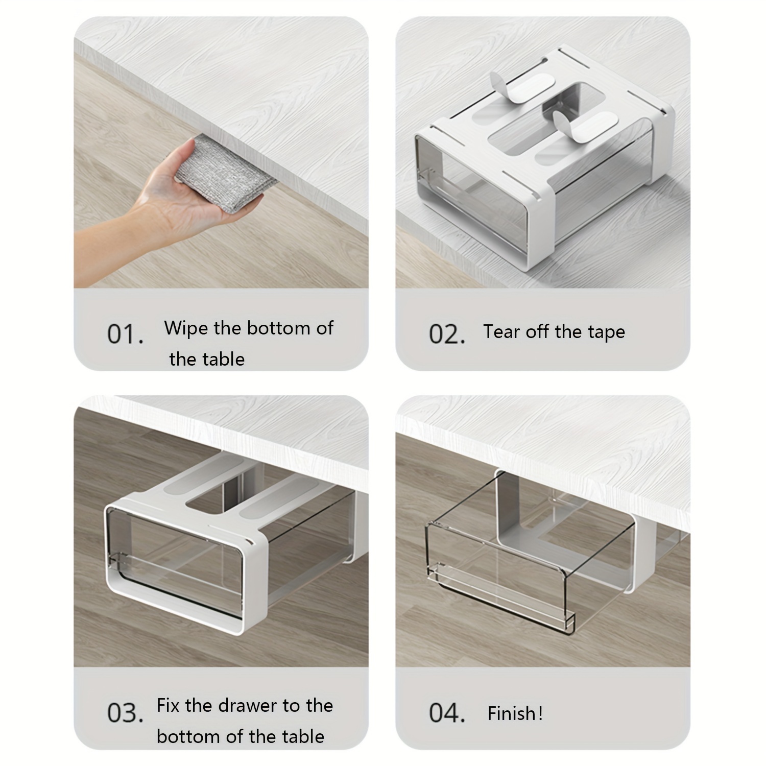 1 Pacco Organizzatore Di Cassetti Sotto Scrivania, Cassettiera Scorrevole  Sotto Scrivania, Cassettiera In Plastica Trasparente Sotto Scrivania Per