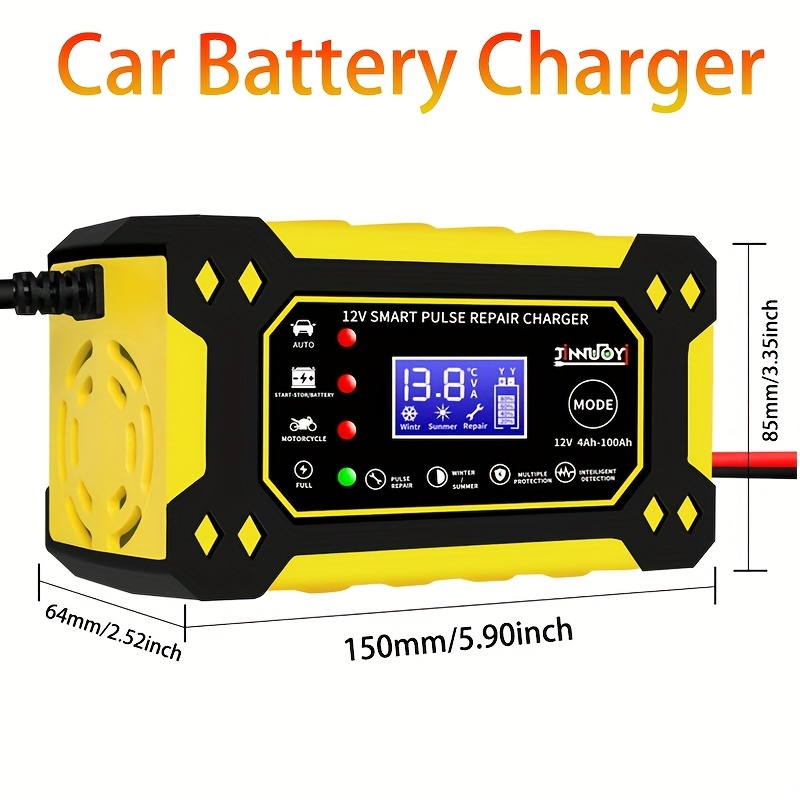 Chargeur Batterie Voiture Auto Moto 12V 6A Intelligen Portable LCD