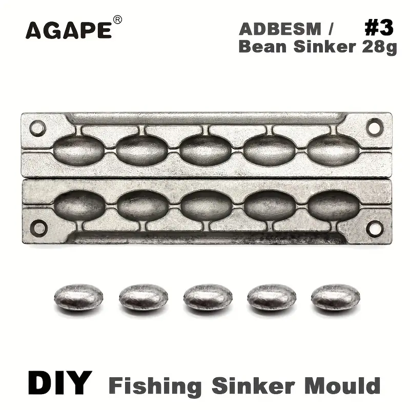 * 1pc DIY Fishing Bean Sinker Mould, 0.99oz 5 Cavities Oval Weight Sinker  Mould, Fishing Accessories For Saltwater