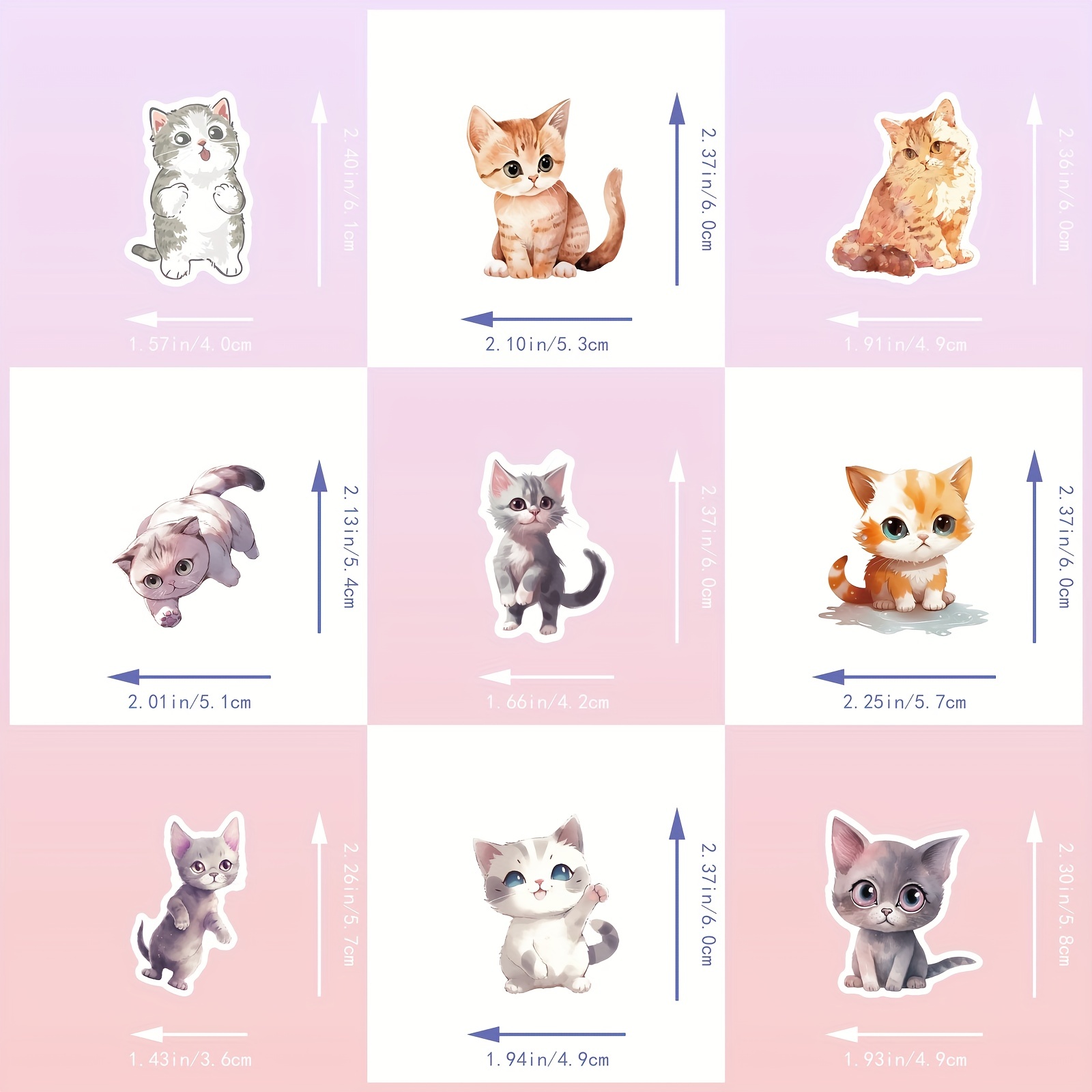 Pegatinas de gatos, 50 calcomanías de vinilo de gatos gatitos Kawaii,  impermeables, lindas pegatinas de dibujos animados, suministros para  manualidades -  España