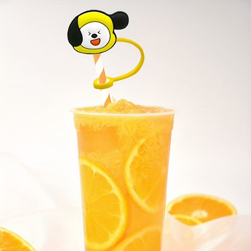 Straw Tips Cover, Reusable Straw Toppers, Kawaii Duck Silicone Straw Sleeve  , Cartoon Straw , For Party Favor Bags,birthday Party, Friends Gathering,  Dustproof Straw Covers For Staw, Party Decor, Halloween Gifts, Christmas