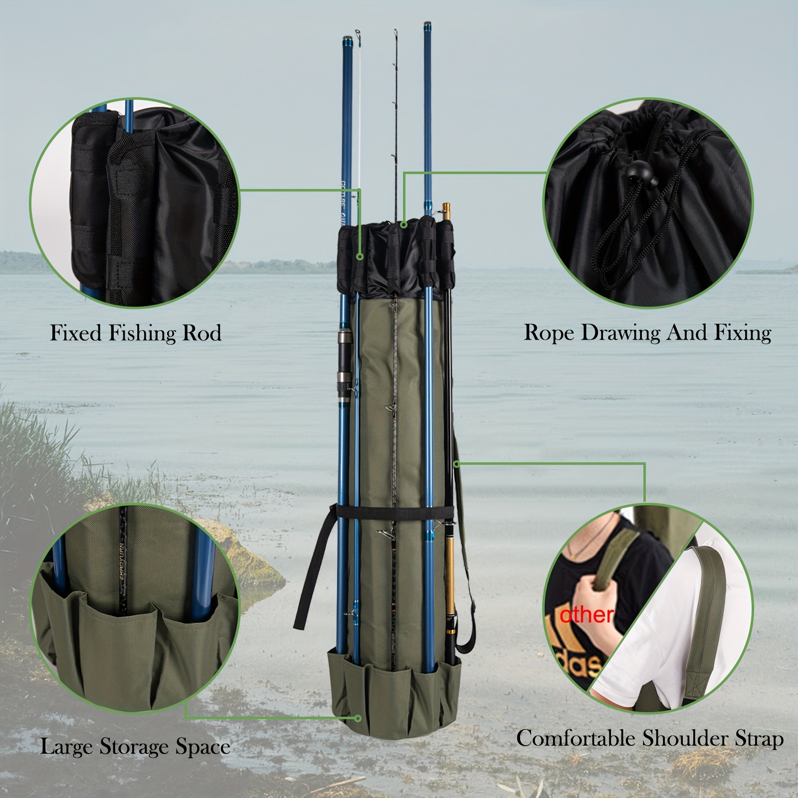 Oxford Cloth Fishing Rod Bag Multifunctional Fishing - Temu Canada