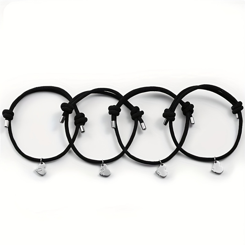 Black Magnetic Bracelet Stainless Steel Heart shaped Couple - Temu