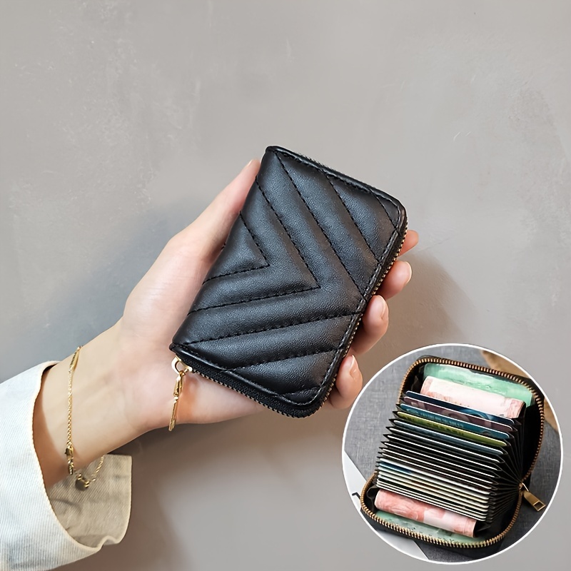 Quilted Multi-Slot Card Holder - Black