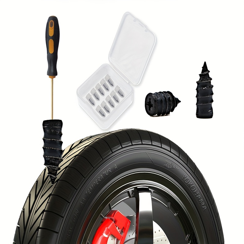 Tubeless Tire Puncture Repair Kit for Motorcycle and Cars with 15 Mushroom  Plugs